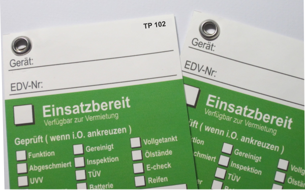 Reiß und Wasserfestes Papier als Einsatzanhänger